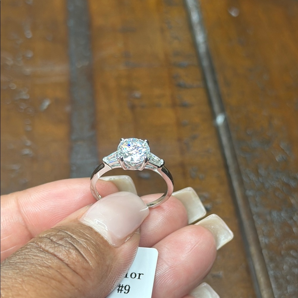 Sterling Silver Ring with Moissanite Stones